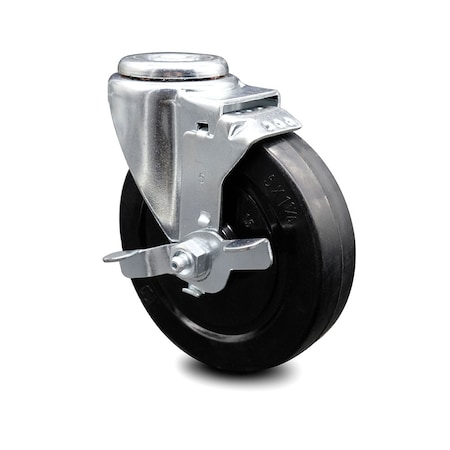 Service Caster 5 Inch Soft Rubber Wheel Swivel Bolt Hole Caster with Brake SCC-BH20S514-SRS-TLB
